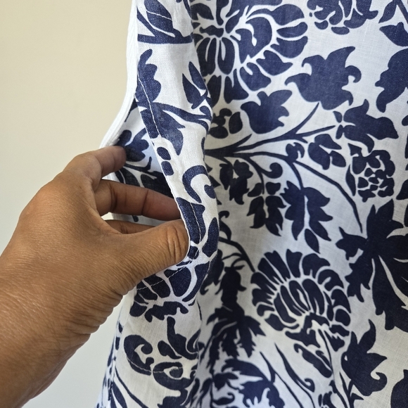 Gigi Moda Italy Sardinia Linen Cap Sleeve Floral Lagenlook Midi Shift Dress O/S - Picture 8 of 13